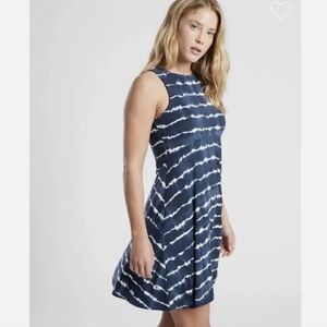 Athleta Santorini Thera Blue White Tie-Dye Dress Size XS Mini Casual Br-2757